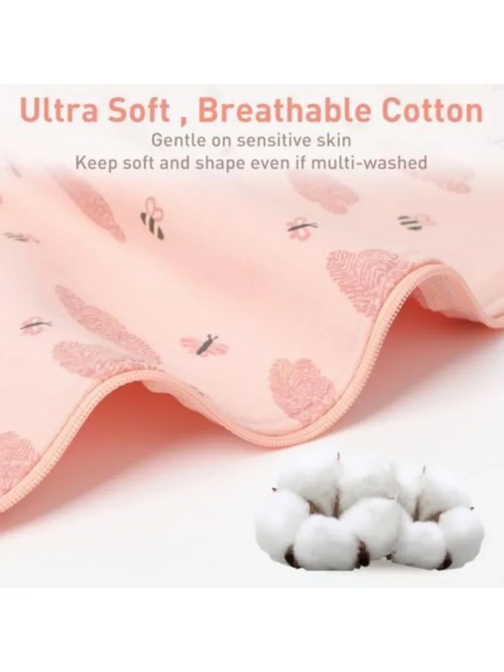 Organic Cotton Baby Sleep Sacks & Swaddles for Newborn Girls, 0-3 Months, 2 Pack